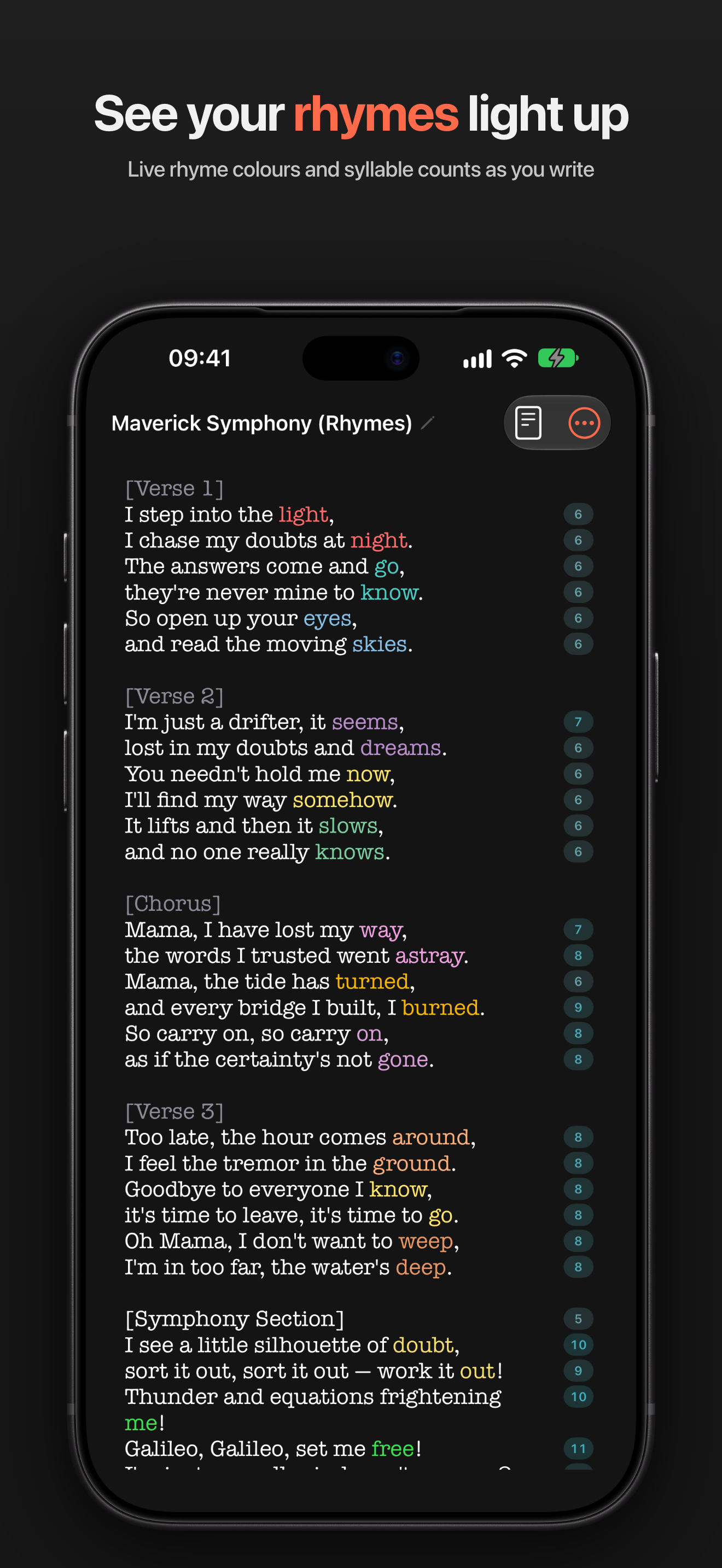 Rhyme groups color themselves live as you type