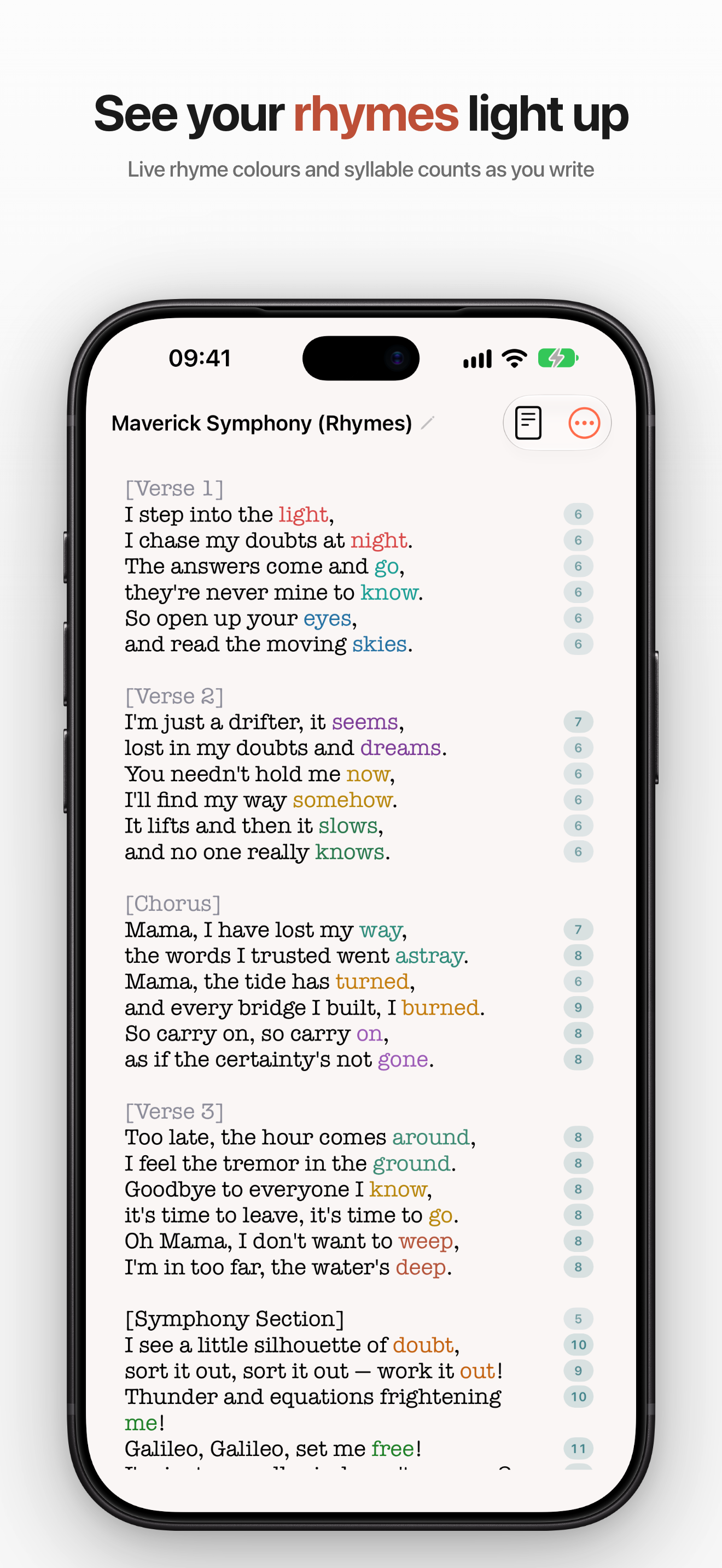 Rhyme groups color themselves live as you type