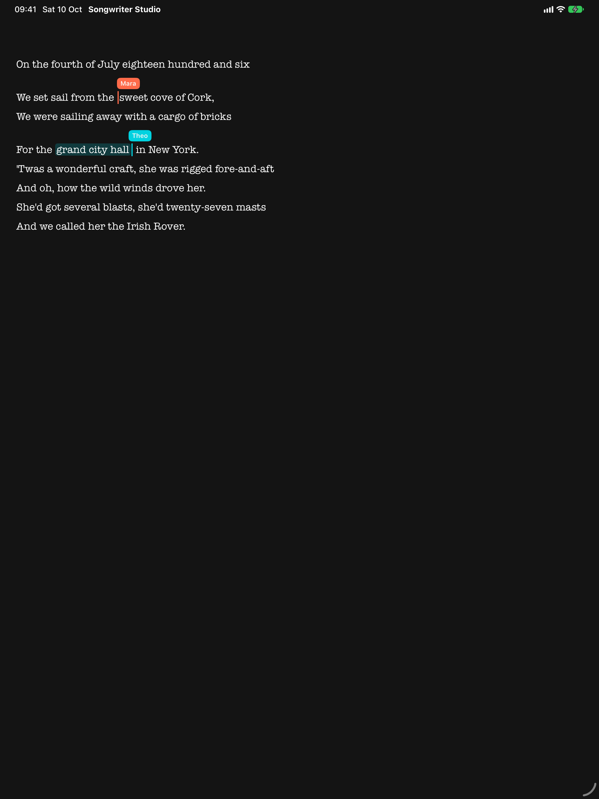 Real-time co-writing over a share link