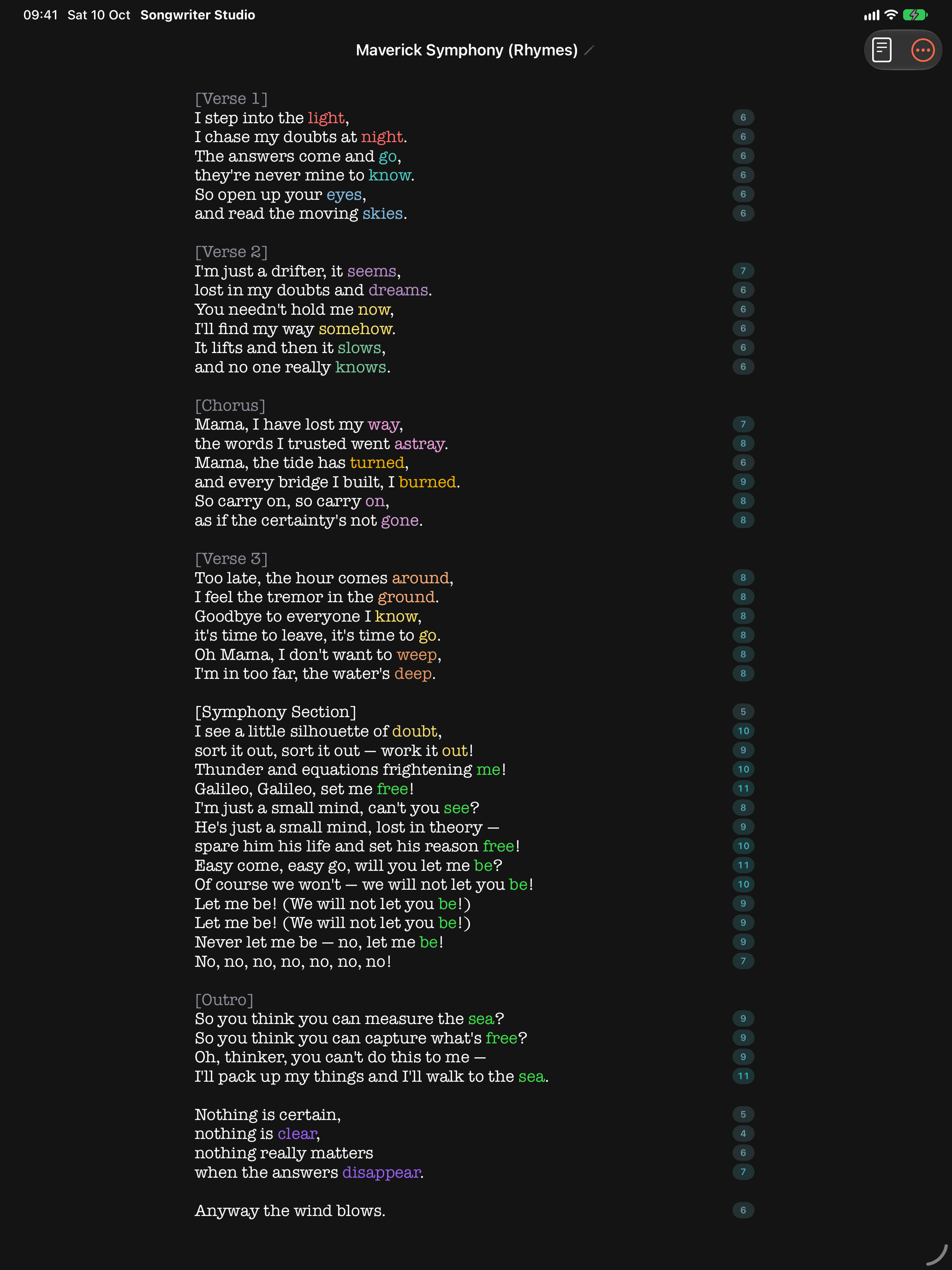 Rhyme groups color themselves live as you type