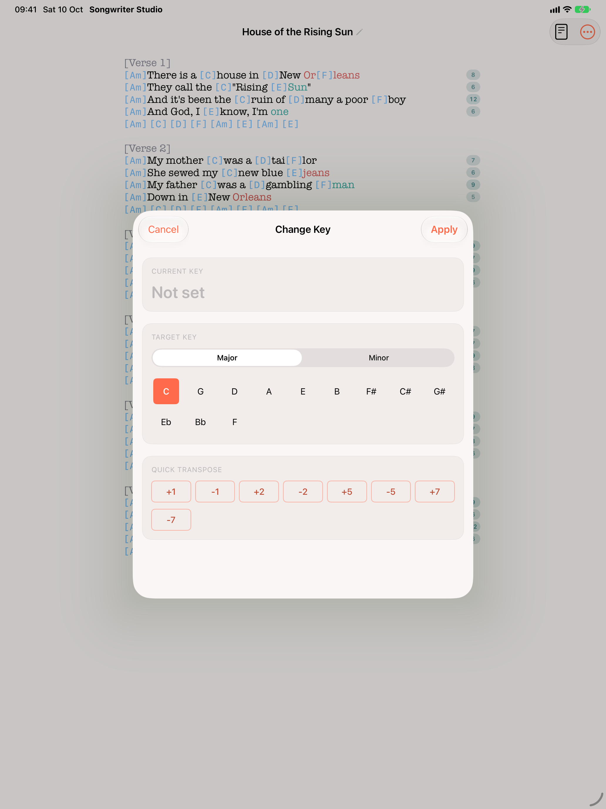 Key change and transposition