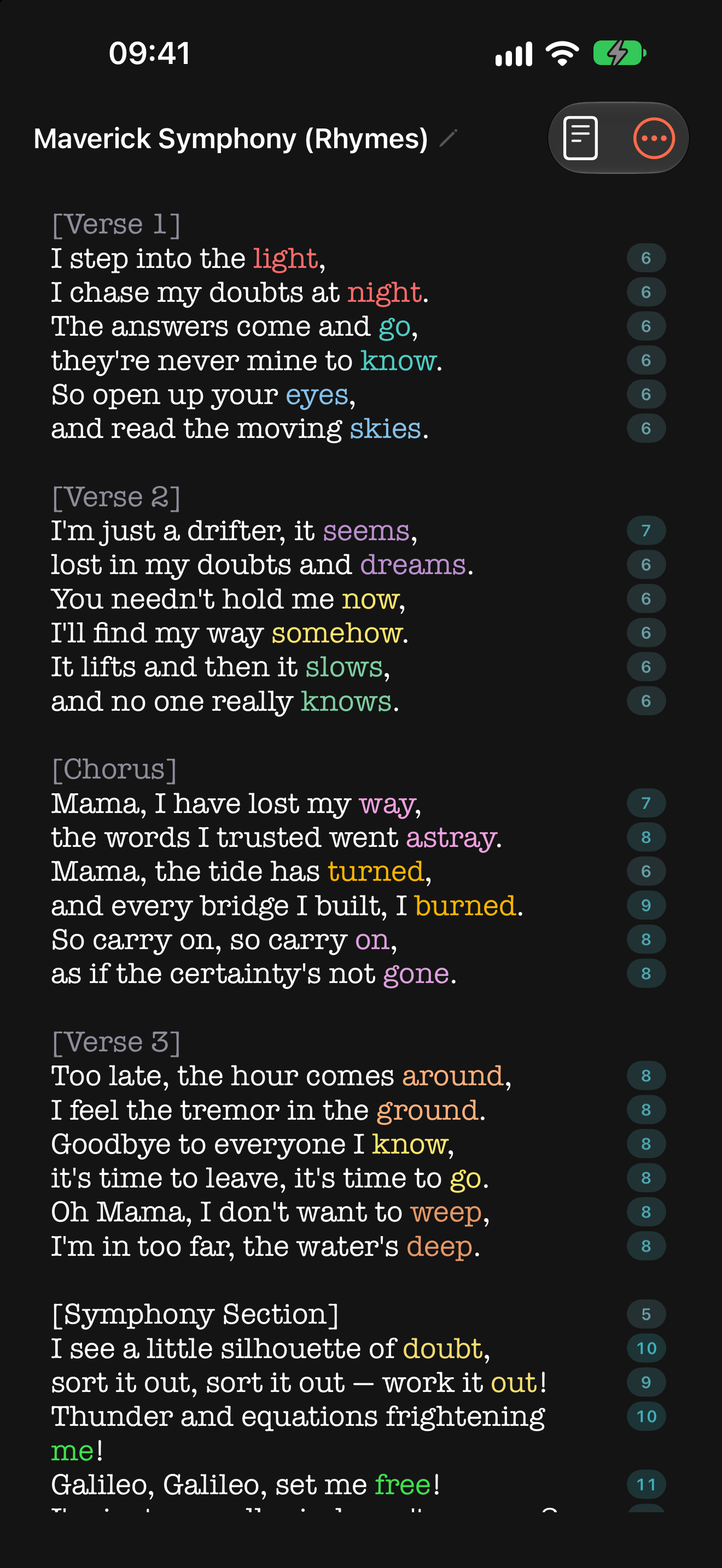 Rhyme groups color themselves live as you type