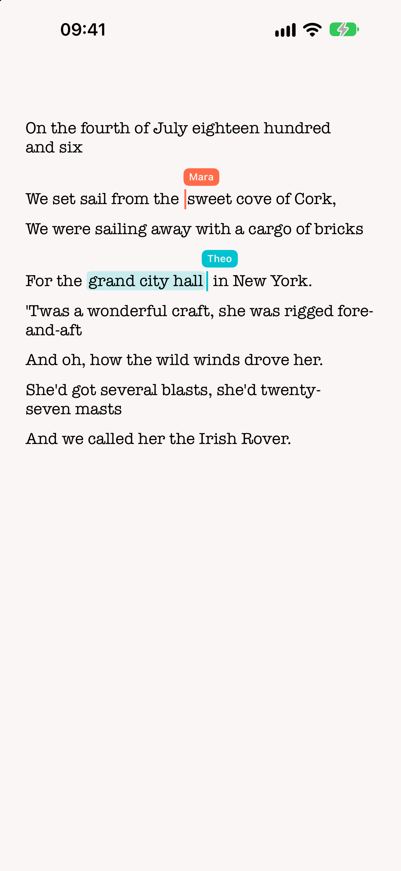 Real-time co-writing over a share link