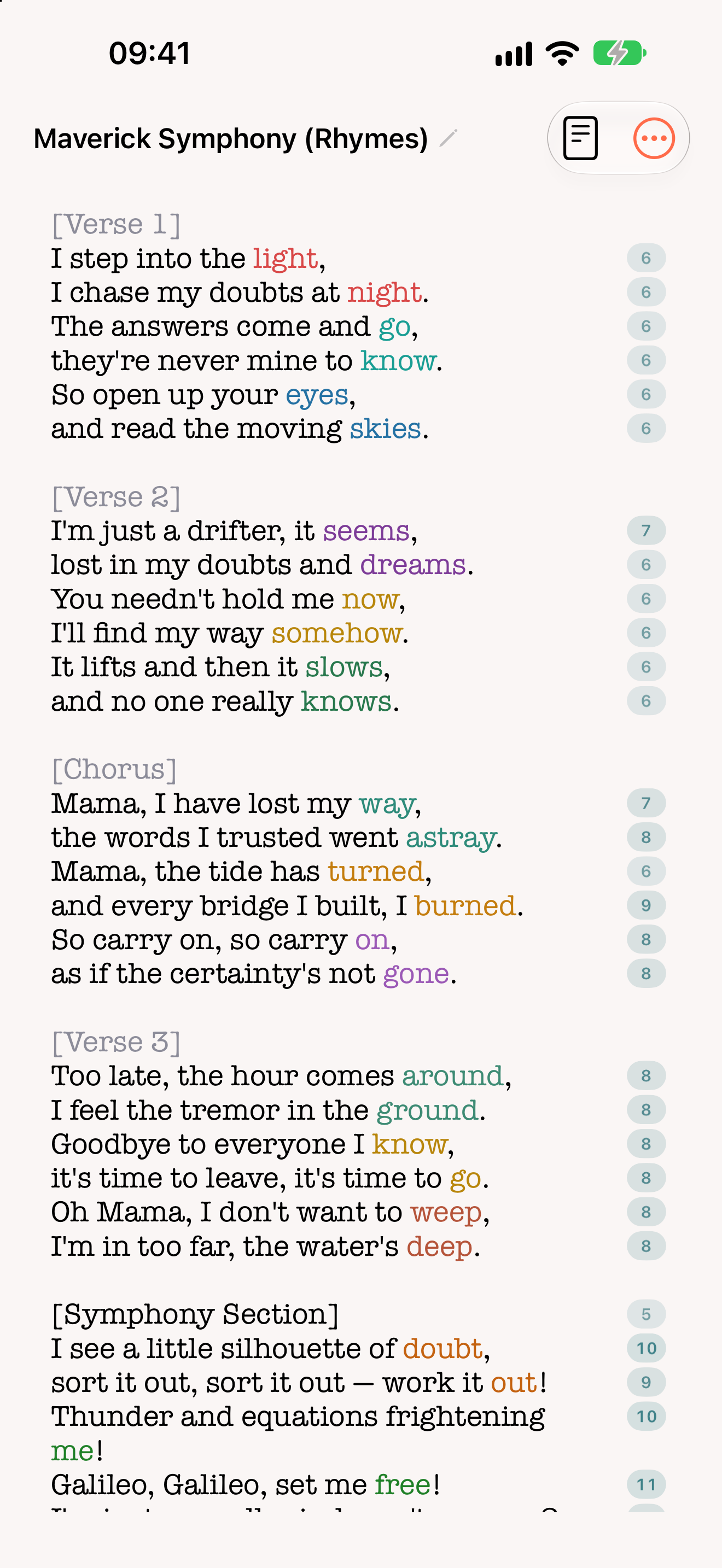 Rhyme groups color themselves live as you type